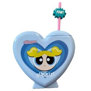 POWERPUFF GIRLS Tumbler Cup - Heart Shaped 3D - Straw Cartoon Network